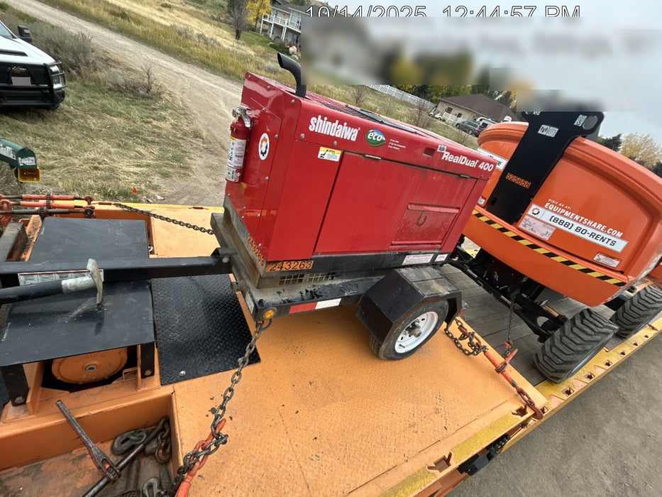 2022 Shindaiwa DGW400MDL Kubota D902 Engine, 23 HP, Dual Op Welder, Wire, Arc, Droop Stick, Tig, and CC Stick Functionality, Simulphase, 3 Phase and 1 Phase Gen Output, Single Axle NB Trlr, Slr Trckl Chrg 12V 12W, Fire Ext