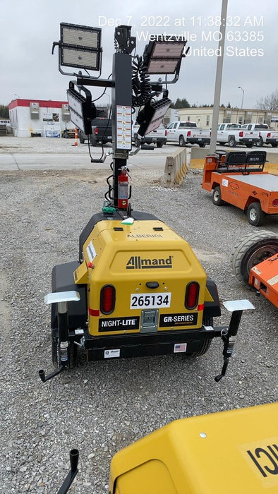 2022 Allmand NLV3GR (4) LED Light Fixture 350W, 23' Vertical Mast, 3kW Prime, Towable, ES Decals, T3