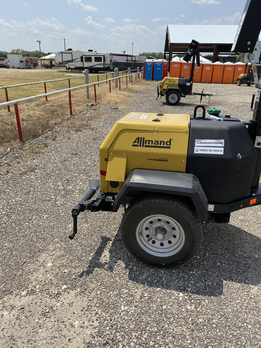 2021 Allmand NLV3GR (4) LED Light Fixture 350W, 23' Vertical Mast, 3kW Prime, Towable, Deep Sea L401, Leveling Jacks, Yanmar T4F 5.8hp