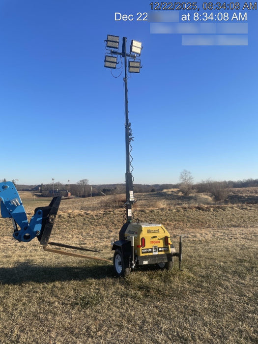 Allmand NLV3GR (4) LED Light Fixture 350W, 23' Vertical Mast, 3kW Prime, Towable, Deep Sea L401, Leveling Jacks, Yanmar T4F 5.8hp