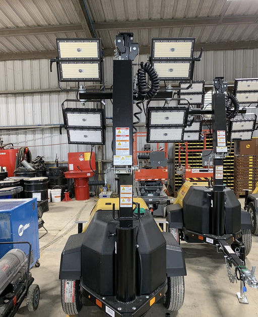 2022 Allmand NLV3GR (4) LED Light Fixture 350W, 23' Vertical Mast, 3kW Prime, Towable, Deep Sea L401, Leveling Jacks, Yanmar T4F 5.8hp
