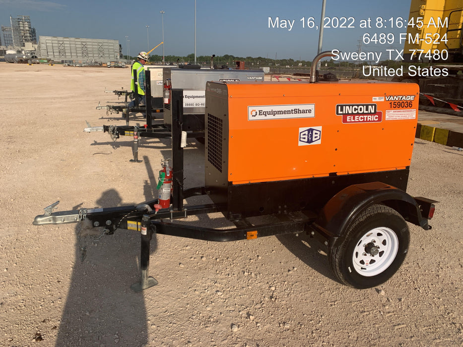 2021 Lincoln Electric Vantage 322 Vantage 322 Ready Pak 3 w/ Decals, ORANGE (includes trailer, cable rack, fender light kit) NO Telematics