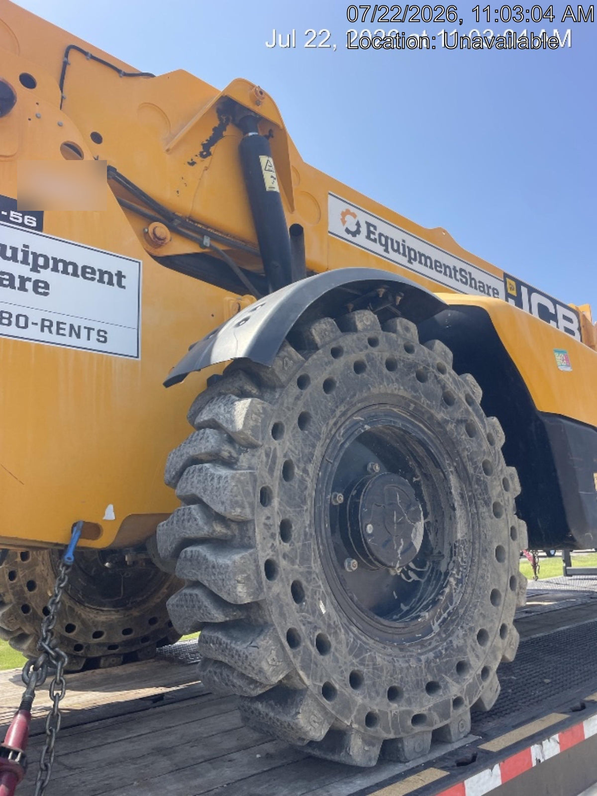 2019 JCB 510-56 74 HP w/CAB/HVAC, Beacon, Worklights, Aux Hydraulics, Solid Tires 66" Carriage/60" Forks