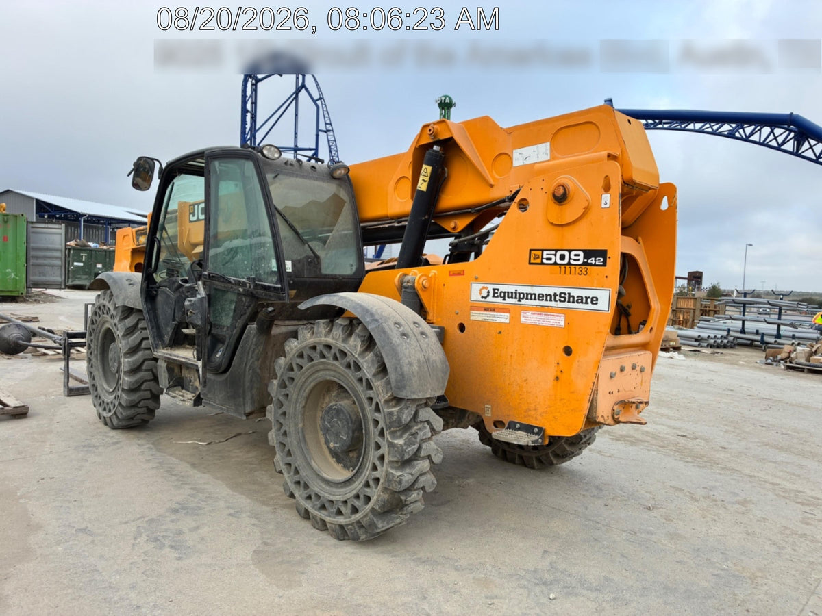 2020 JCB 509-42 Cab/Heat/Air, Solid Tires, Work Lights, Beacon, Aux Hydraulics, Back up Alarm, Lifting Eye, ES Decals