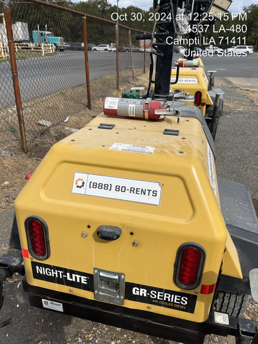 2022 Allmand NLV3GR (4) LED Light Fixture 350W, 23' Vertical Mast, 3kW Prime, Towable, Deep Sea L401, Leveling Jacks, Yanmar T4F 5.8hp