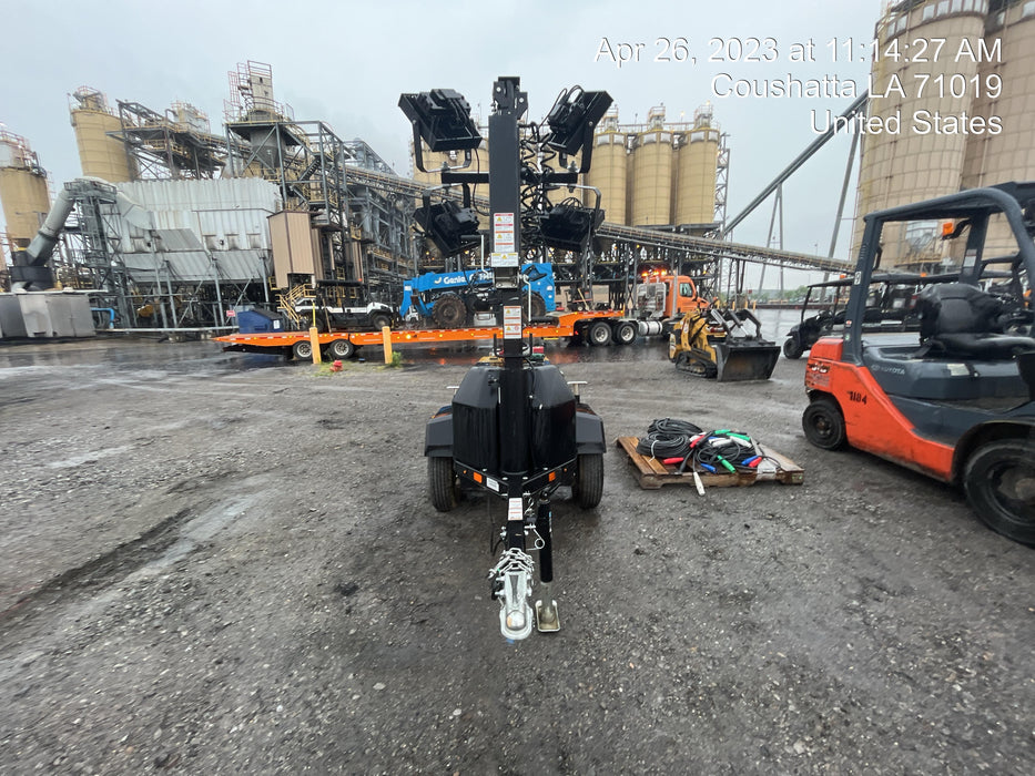 2022 Allmand NLV3GR (4) LED Light Fixture 350W, 23' Vertical Mast, 3kW Prime, Towable, Deep Sea L401, Leveling Jacks, Yanmar T4F 5.8hp