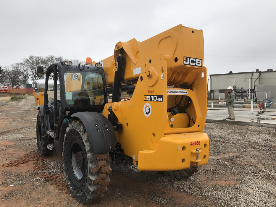 2019 JCB 510-56 Canopy, 74 HP, Solid Tires, STD Worklight, Beacon, Aux Hydraulics, Lifting Eye, Back up Alarm w/66" Carriage/60" Forks