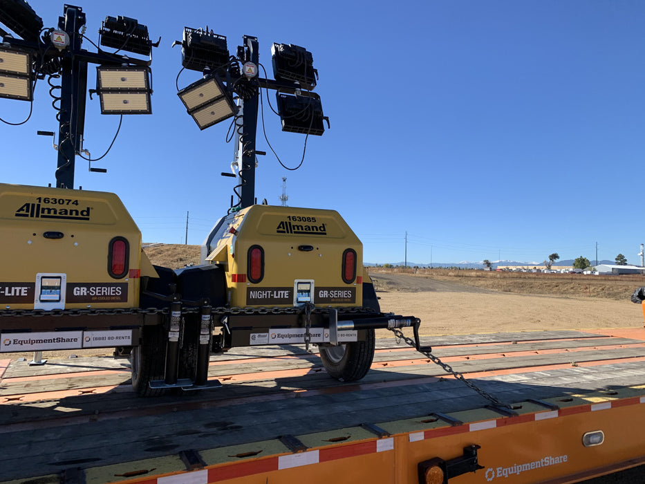 2021 Allmand NLV3GR (4) LED Light Fixture 350W, 23' Vertical Mast, 3kW Prime, Towable, Deep Sea L401, Leveling Jacks, Yanmar T4F 5.8hp