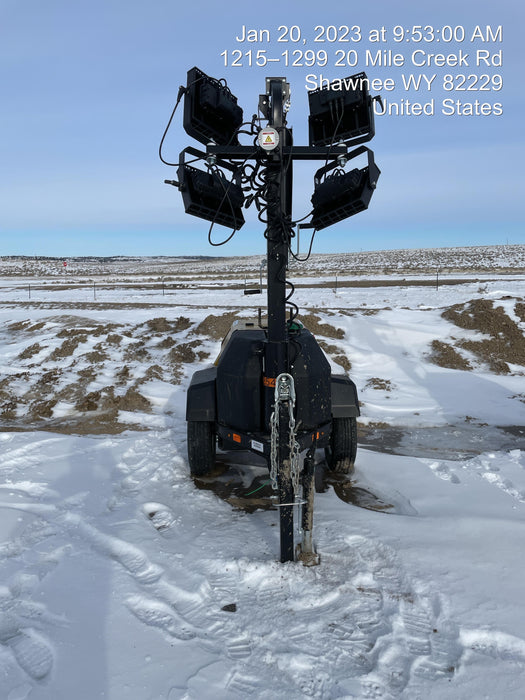 2022 Allmand NLV3GR (4) LED Light Fixture 350W, 23' Vertical Mast, 3kW Prime, Towable, ES Decals, T3