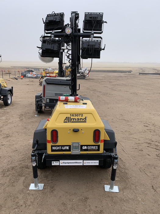 2021 Allmand NLV3GR (4) LED Light Fixture 350W, 23' Vertical Mast, 3kW Prime, Towable, Deep Sea L401, Leveling Jacks, Yanmar T4F 5.8hp