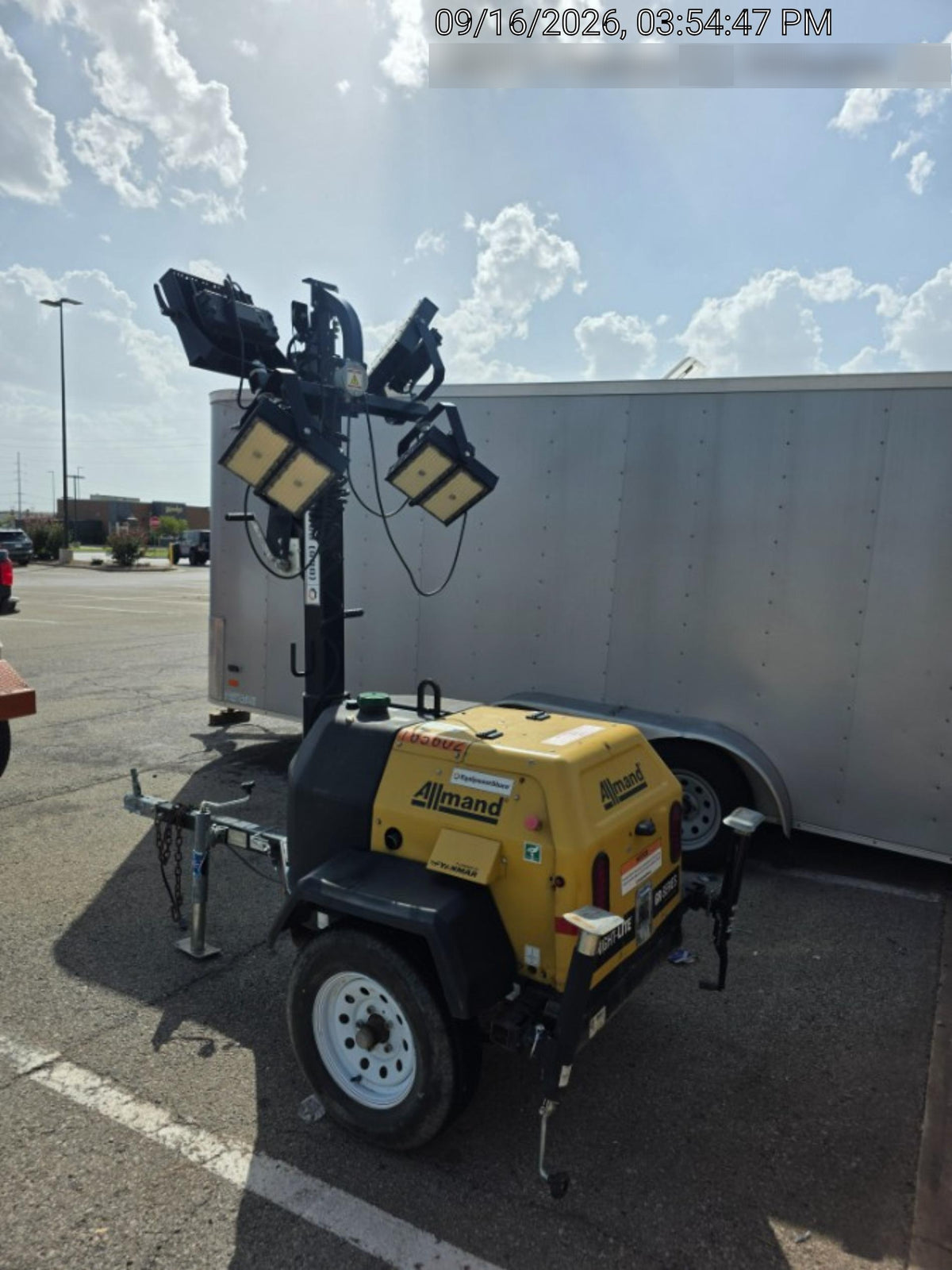2021 Allmand NLV3GR (4) LED Light Fixture 350W, 23' Vertical Mast, 3kW Prime, Towable, Deep Sea L401, Leveling Jacks, Yanmar T4F 5.8hp
