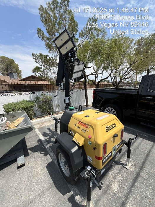 2022 Allmand NLV3GR (4) LED Light Fixture 350W, 23' Vertical Mast, 3kW Prime, Towable, ES Decals, T3