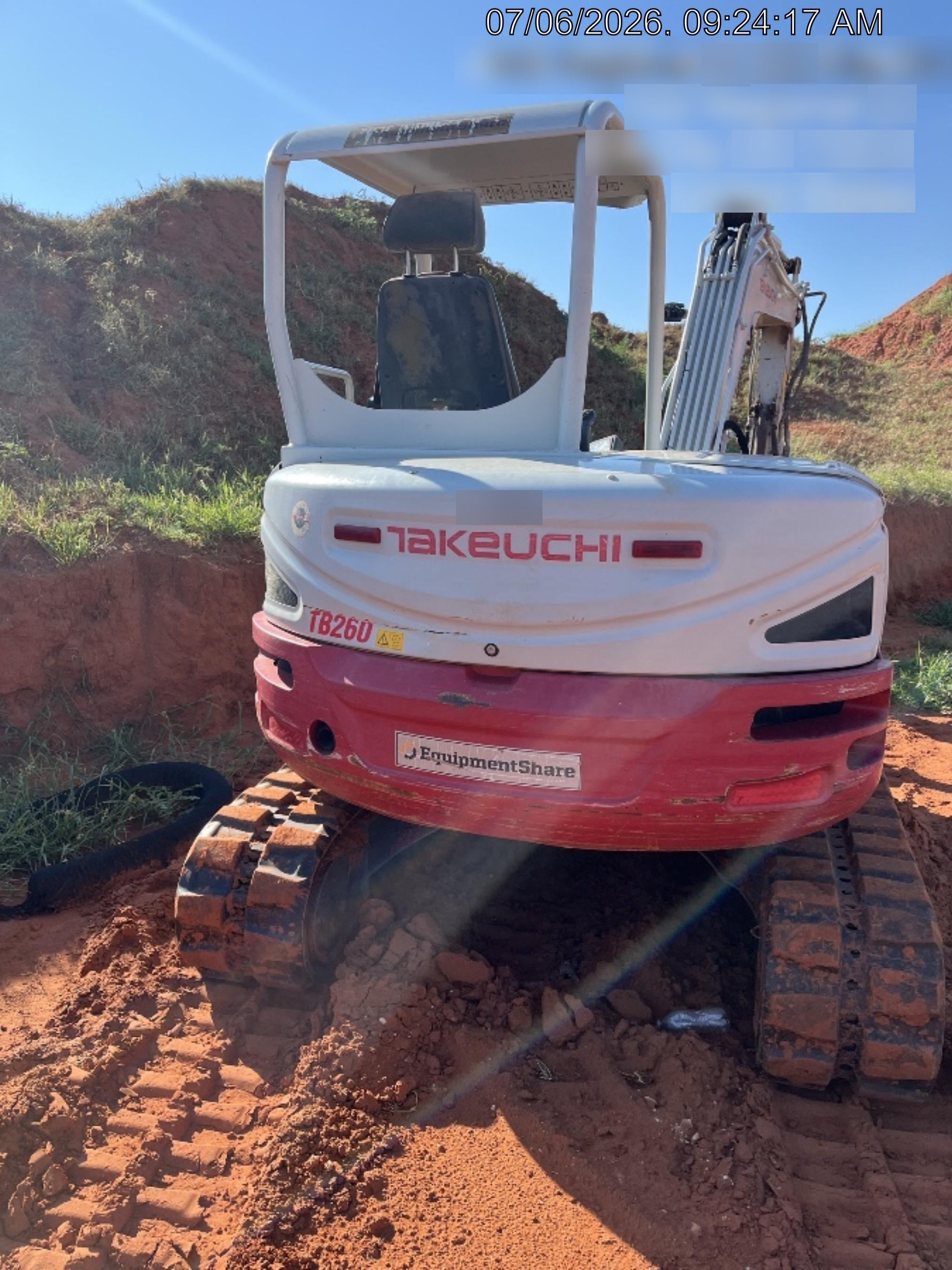 2019 Takeuchi TB260 Takeuchi TB260 Canopy w/Rubber Tracks, Auxiliary Hydraulics, Standard Blade, Manual QC