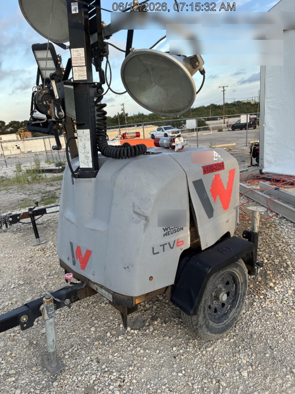2019 Wacker Neuson LTV6L-MH Wacker Neuson LTV6L Mobile Light Tower w/Fuel Level Sensor Installed