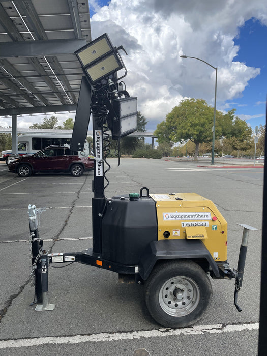 2021 Allmand NLV3GR (4) LED Light Fixture 350W, 23' Vertical Mast, 3kW Prime, Towable, Deep Sea L401, Leveling Jacks, Yanmar T4F 5.8hp