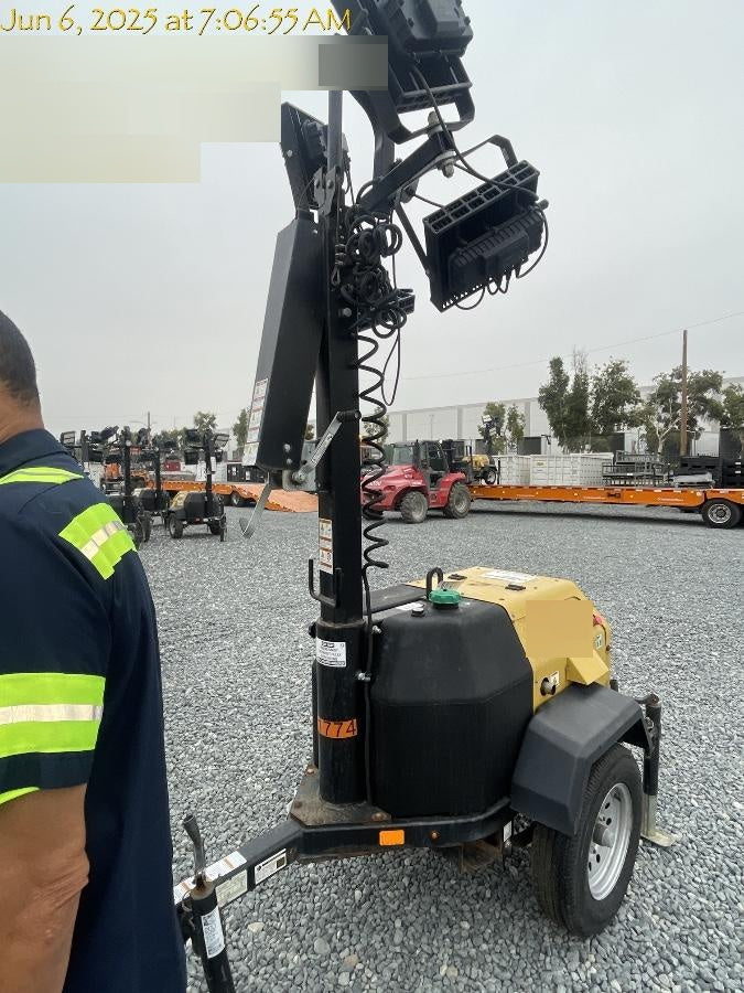 2022 Allmand NLV3GR (4) LED Light Fixture 350W, 23' Vertical Mast, 3kW Prime, Towable, Deep Sea L401, Leveling Jacks, Yanmar T4F 5.8hp