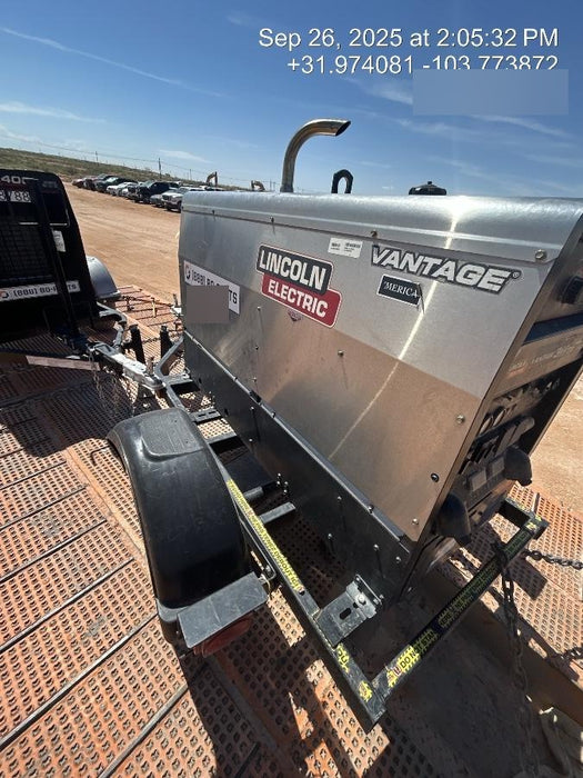 2019 Lincoln Electric Vantage 322 Welder Ready-Pak 3, Two wheel trailer, Fender and Light kit, Cable Rack