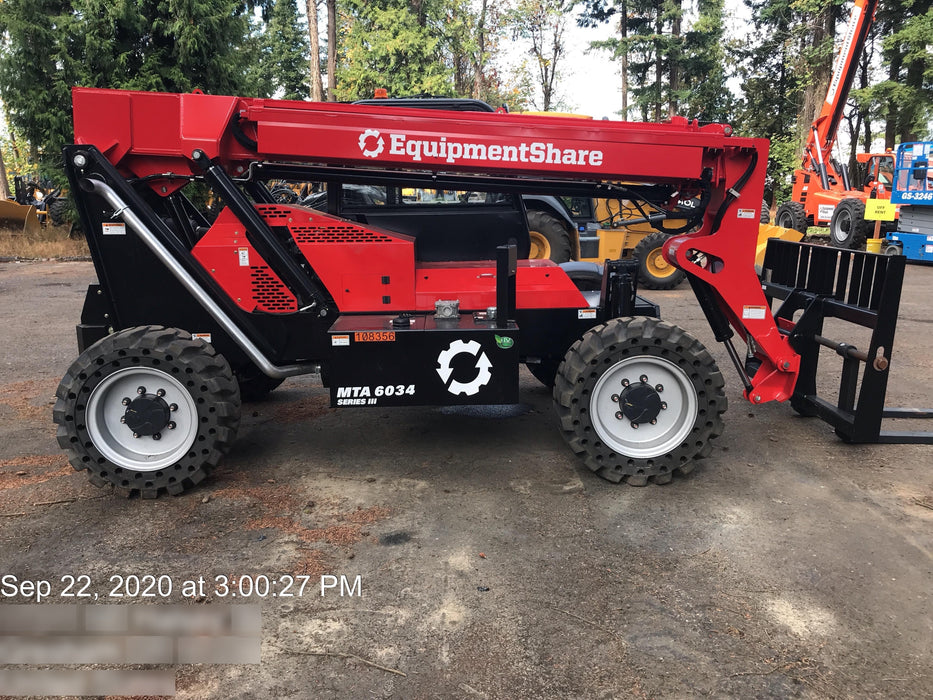 2020 Manitou MTA6034 Cab/Heat/Air, Solid Tires, Work Lights, Beacon, Aux Hydraulics, Back up Alarm, Mirrors, ES Keypad