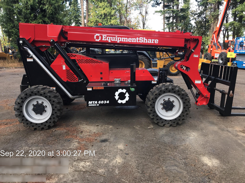 2020 Manitou MTA6034 Cab/Heat/Air, Solid Tires, Work Lights, Beacon, Aux Hydraulics, Back up Alarm, Mirrors, ES Keypad