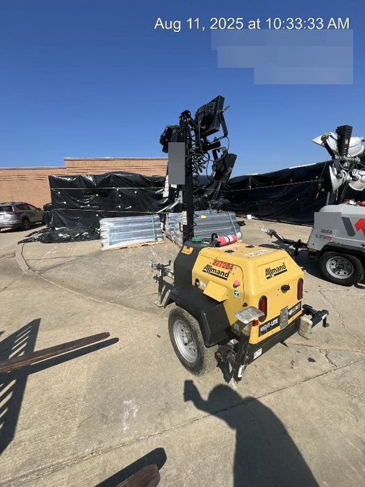 2022 Allmand NLV3GR (4) LED Light Fixture 350W, 23' Vertical Mast, 3kW Prime, Towable, Deep Sea L401, Leveling Jacks, Yanmar T4F 5.8hp