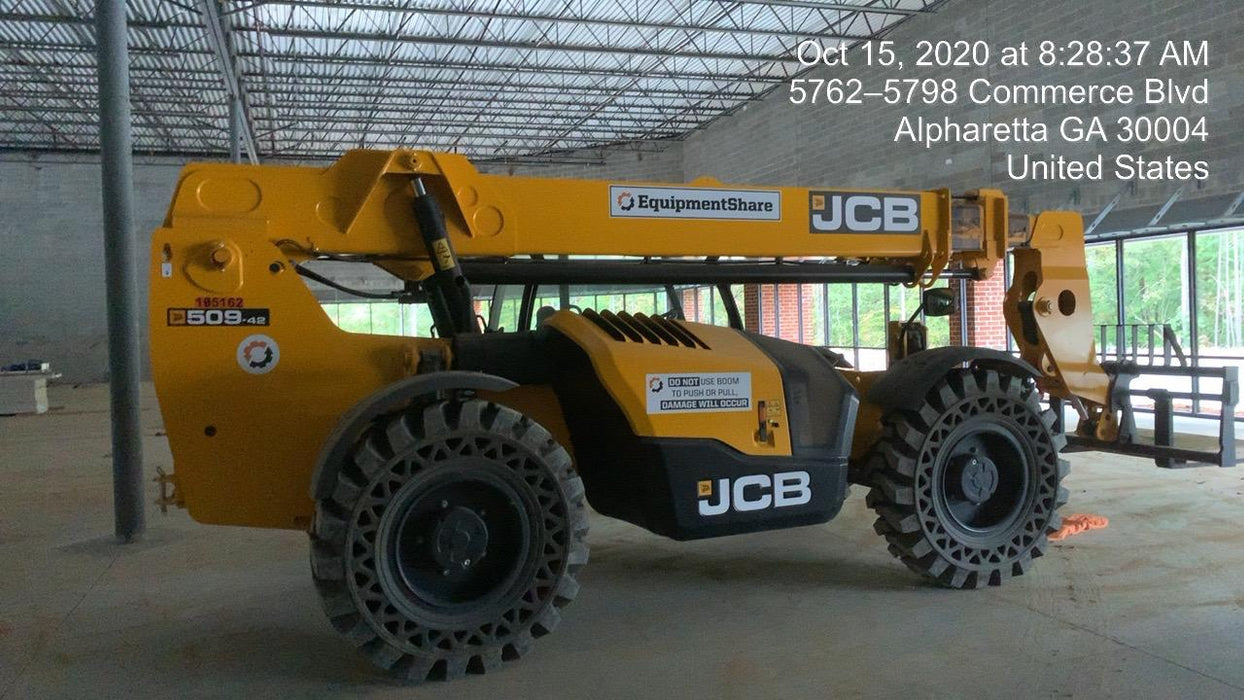 2020 JCB 509-42 Canopy, Solid Tires, Work Lights, Beacon, Aux Hydraulics, Back up Alarm, Lifting Eye, ES Decals