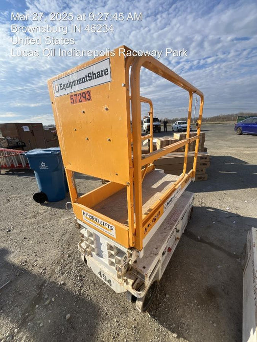 Custom Equipment HB-1430 <ul>
 <li>Hy-Brid Scissor Lift</li>
  <li>Platform capacity up to 670 lbs.</li>
  <li>Working height up to 20 ft</li>
  <li>Weighs under 1,700 lbs.</li>
  <li>Non-marking wheels </li>
</ul>