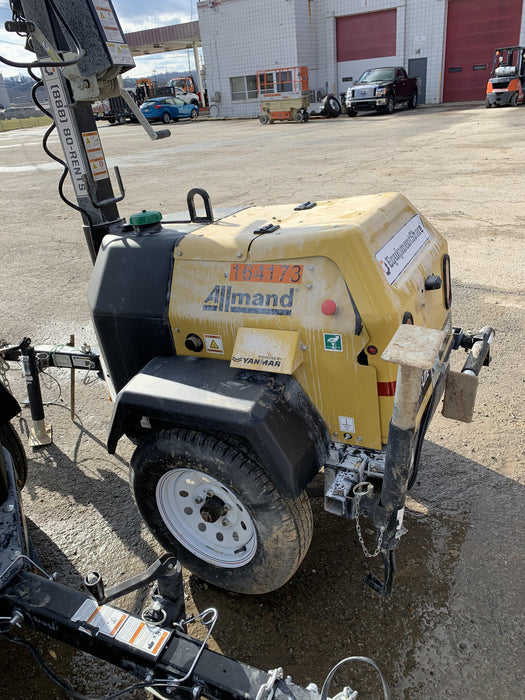 2021 Allmand NLV3GR (4) LED Light Fixture 350W, 23' Vertical Mast, 3kW Prime, Towable, Deep Sea L401, Leveling Jacks, Yanmar T4F 5.8hp