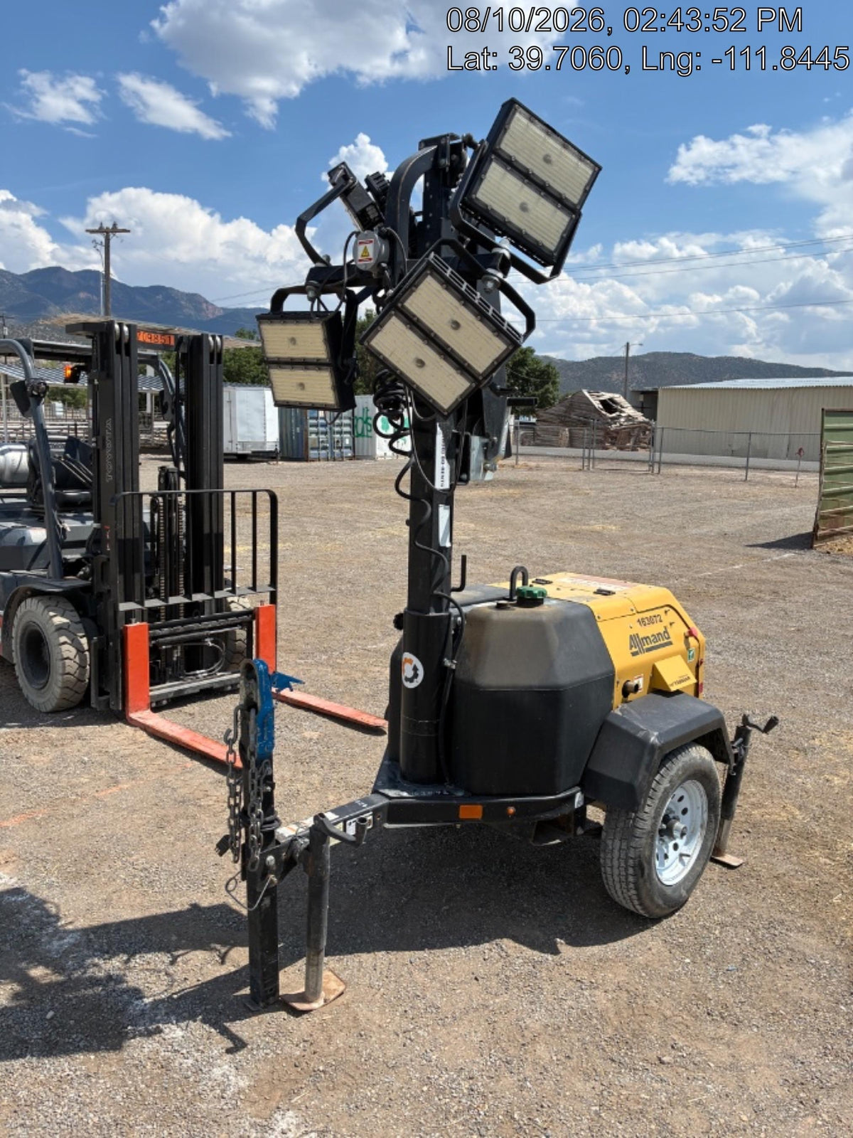 2021 Allmand NLV3GR (4) LED Light Fixture 350W, 23' Vertical Mast, 3kW Prime, Towable, Deep Sea L401, Leveling Jacks, Yanmar T4F 5.8hp
