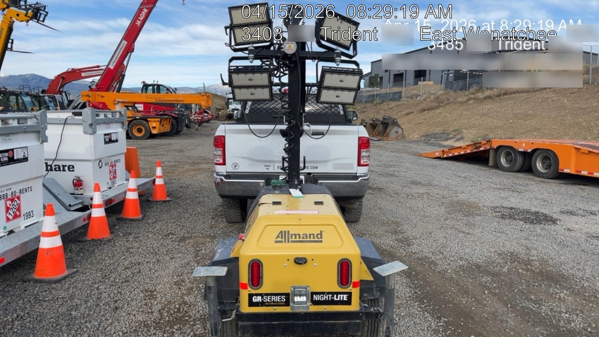 2020 Allmand NLV3GR (4) LED Light Fixture 350W, 23' Vertical Mast, 3kW Prime, Towable, Deep Sea L401, Leveling Jacks, Yanmar T4F 5.8hp