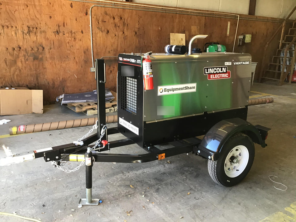2019 Lincoln Electric Vantage 322 Welder Ready-Pak 3, Two wheel trailer, Fender and Light kit, Cable Rack