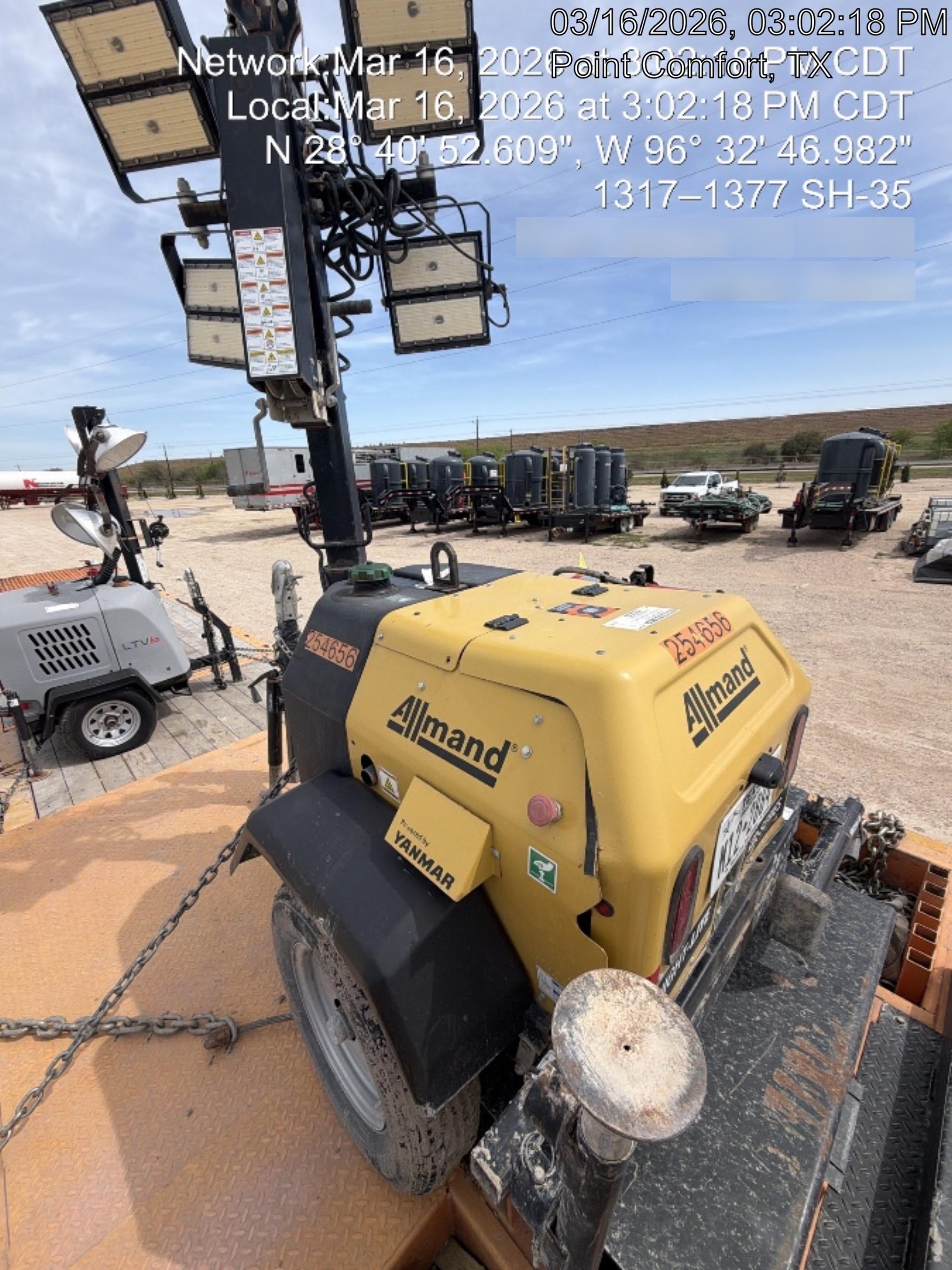 2022 Allmand NLV3GR (4) LED Light Fixture 350W, 23' Vertical Mast, 3kW Prime, Towable, ES Decals, T3