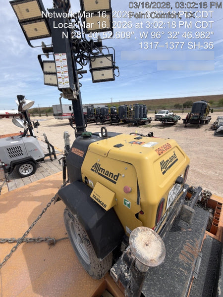 2022 Allmand NLV3GR (4) LED Light Fixture 350W, 23' Vertical Mast, 3kW Prime, Towable, ES Decals, T3