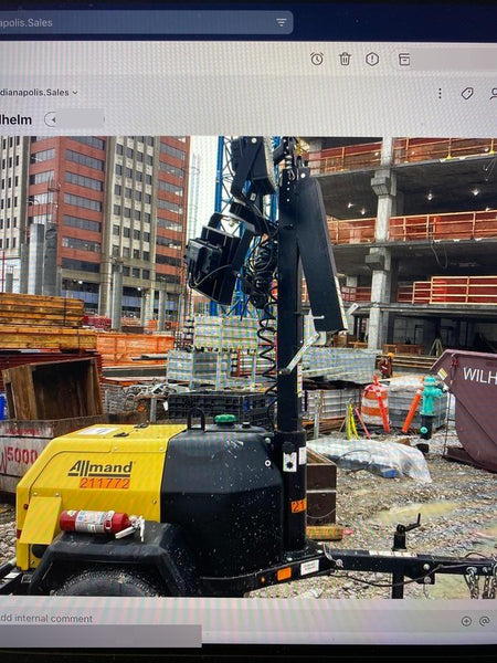 2022 Allmand NLV3GR (4) LED Light Fixture 350W, 23' Vertical Mast, 3kW Prime, Towable, Deep Sea L401, Leveling Jacks, Yanmar T4F 5.8hp