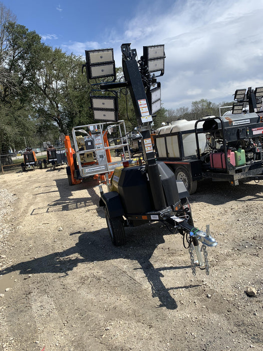 2022 Allmand NLV3GR (4) LED Light Fixture 350W, 23' Vertical Mast, 3kW Prime, Towable, Deep Sea L401, Leveling Jacks, Yanmar T4F 5.8hp