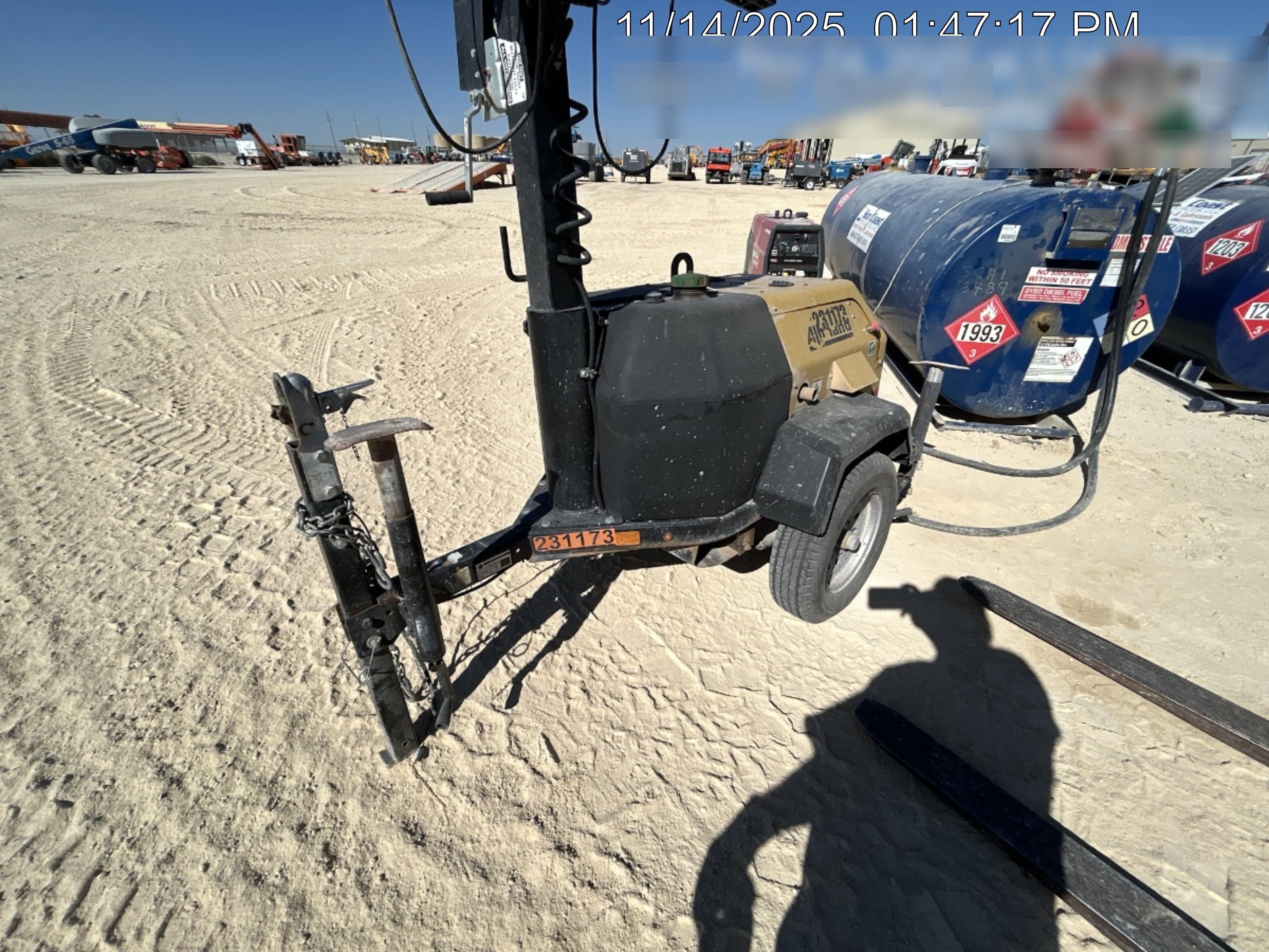 2022 Allmand NLV3GR (4) LED Light Fixture 350W, 23' Vertical Mast, 3kW Prime, Towable, Deep Sea L401, Leveling Jacks, Yanmar T4F 5.8hp