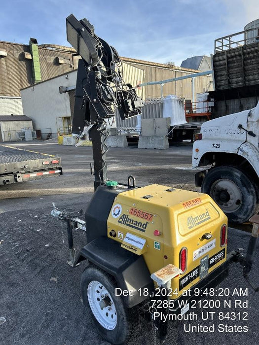 2021 Allmand NLV3GR (4) LED Light Fixture 350W, 23' Vertical Mast, 3kW Prime, Towable, Deep Sea L401, Leveling Jacks, Yanmar T4F 5.8hp