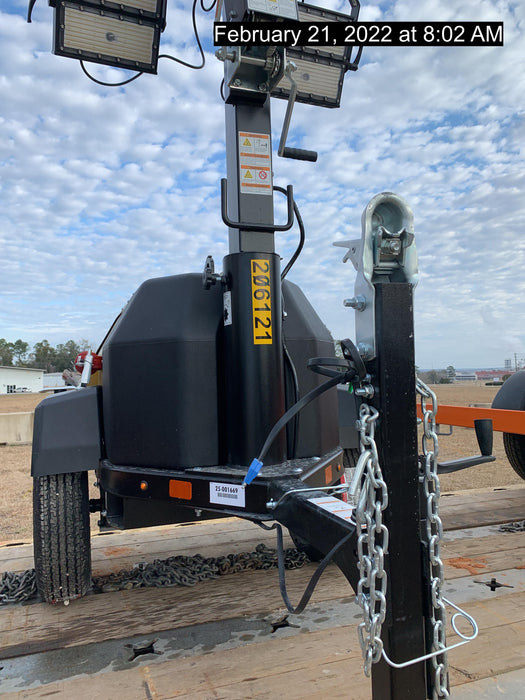 2022 Allmand NLV3GR (4) LED Light Fixture 350W, 23' Vertical Mast, 3kW Prime, Towable, Deep Sea L401, Leveling Jacks, Yanmar T4F 5.8hp