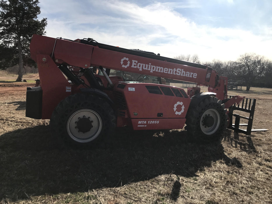2020 Manitou MTA12055SER3 Cab/Heat/Air, Solid Tires, Amber Strobe, Lift Hook w/66" Carriage, 60" Forks