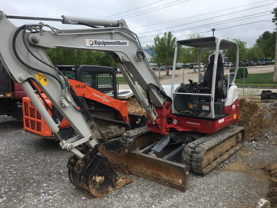 2019 Takeuchi TB260 Takeuchi TB260 Canopy w/Rubber Tracks, Auxiliary Hydraulics, Standard Blade, Manual QC, 12 / 18 / 24" Buckets, Hydraulic Thumb Installed