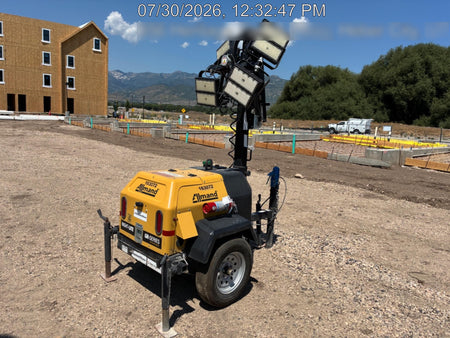 2021 Allmand NLV3GR (4) LED Light Fixture 350W, 23' Vertical Mast, 3kW Prime, Towable, Deep Sea L401, Leveling Jacks, Yanmar T4F 5.8hp