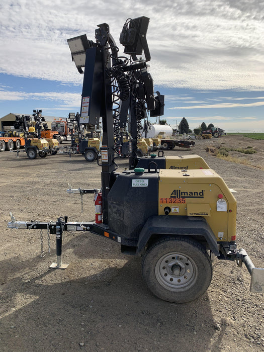 2020 Allmand NLV3GR (4) LED Light Fixture 350W, 23' Vertical Mast, 3kW Prime, Towable, Deep Sea L401, Leveling Jacks, Yanmar T4F 5.8hp