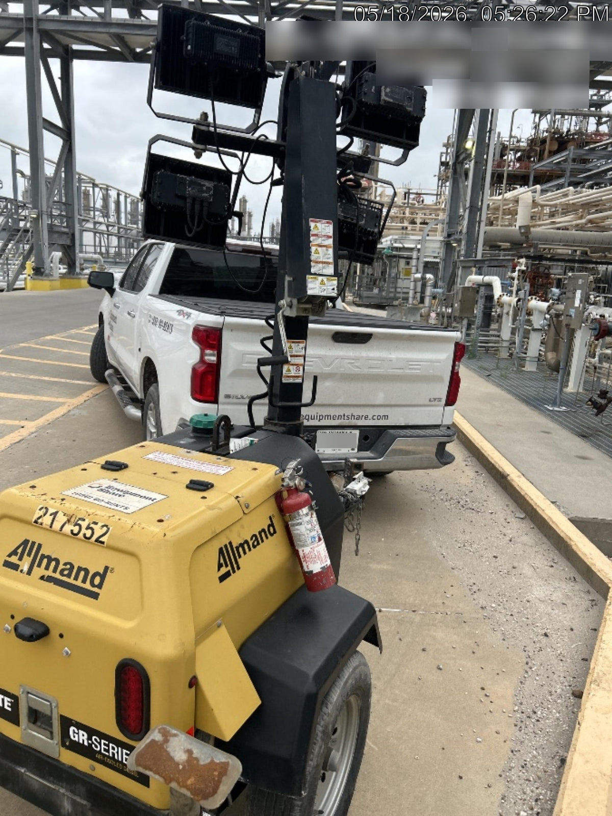 2022 Allmand NLV3GR (4) LED Light Fixture 350W, 23' Vertical Mast, 3kW Prime, Towable, Deep Sea L401, Leveling Jacks, Yanmar T4F 5.8hp