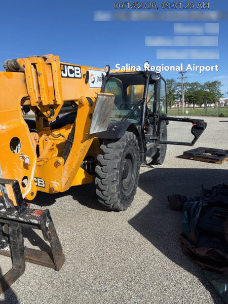 2020 JCB 510-56 Cab/Heat/Air, 74 HP, Solid Tires, STD Worklight, Beacon, Aux Hydraulics, Lifting Eye, Back up Alarm w/66" Carriage/60" Forks