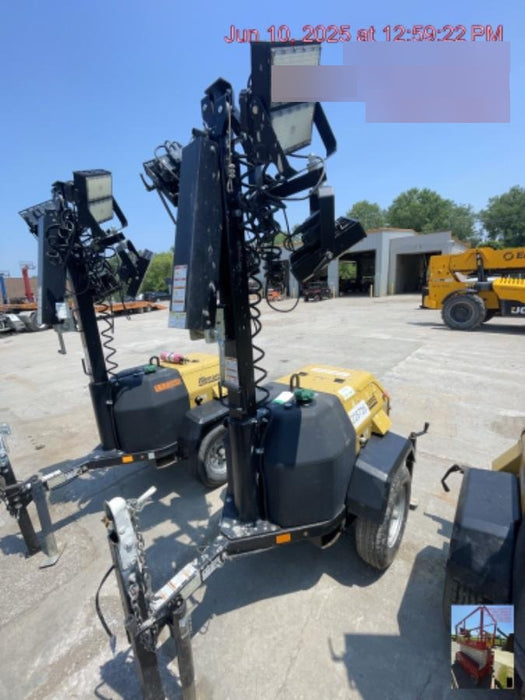 2022 Allmand NLV3GR (4) LED Light Fixture 350W, 23' Vertical Mast, 3kW Prime, Towable, Deep Sea L401, Leveling Jacks, Yanmar T4F 5.8hp