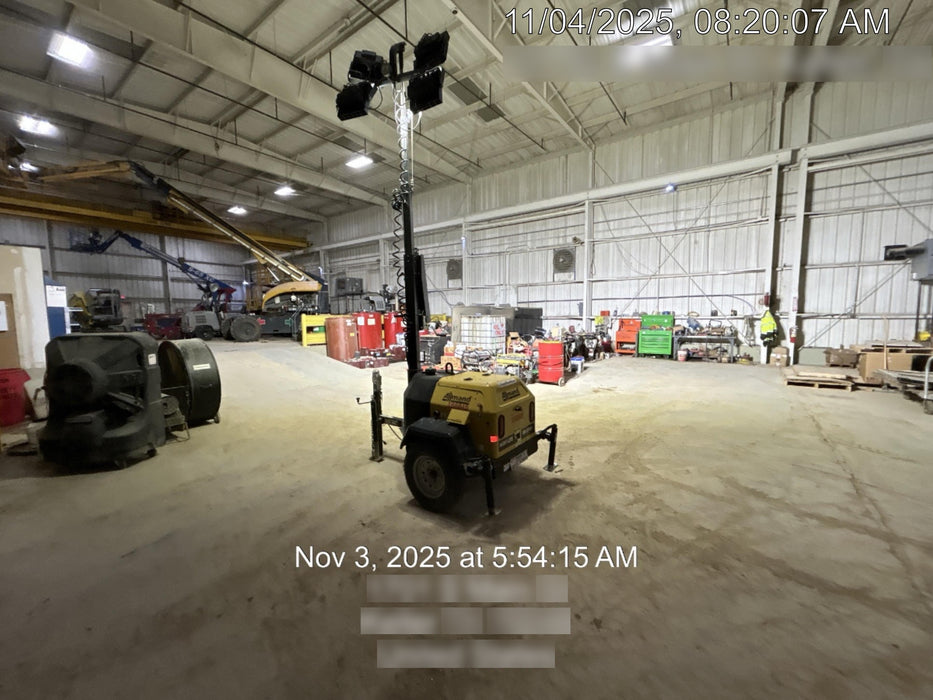 Allmand NLV3GR (4) LED Light Fixture 350W, 23' Vertical Mast, 3kW Prime, Towable, Deep Sea L401, Leveling Jacks, Yanmar T4F 5.8hp