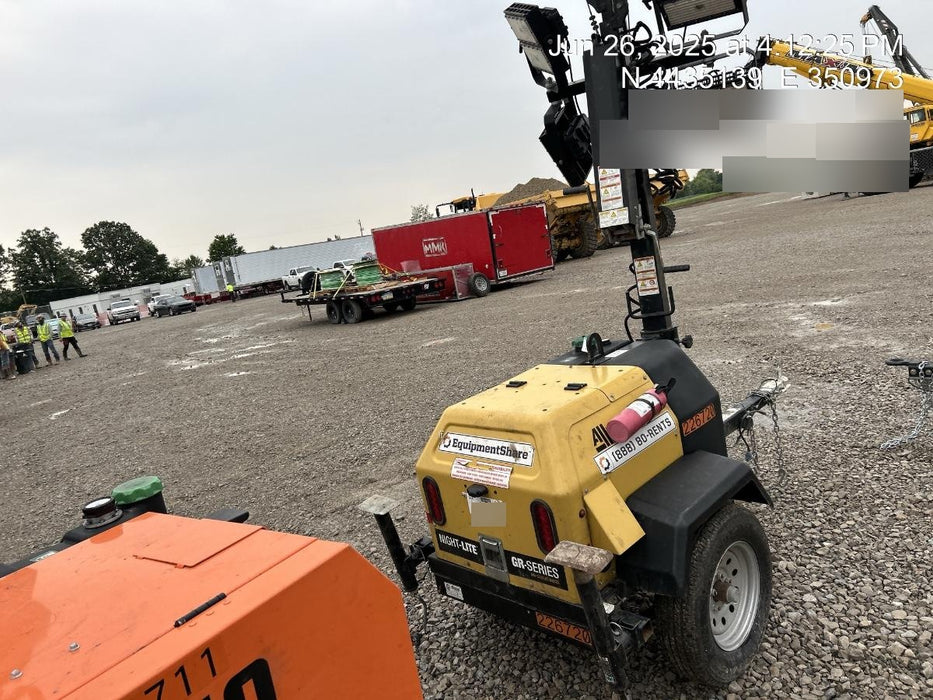 2022 Allmand NLV3GR (4) LED Light Fixture 350W, 23' Vertical Mast, 3kW Prime, Towable, Deep Sea L401, Leveling Jacks, Yanmar T4F 5.8hp