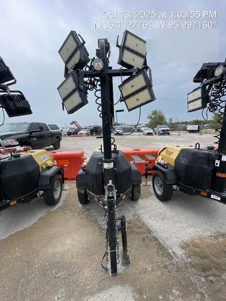 2022 Allmand NLV3GR (4) LED Light Fixture 350W, 23' Vertical Mast, 3kW Prime, Towable, Deep Sea L401, Leveling Jacks, Yanmar T4F 5.8hp