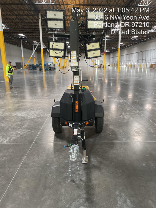 2022 Allmand NLV3GR (4) LED Light Fixture 350W, 23' Vertical Mast, 3kW Prime, Towable, Deep Sea L401, Leveling Jacks, Yanmar T4F 5.8hp