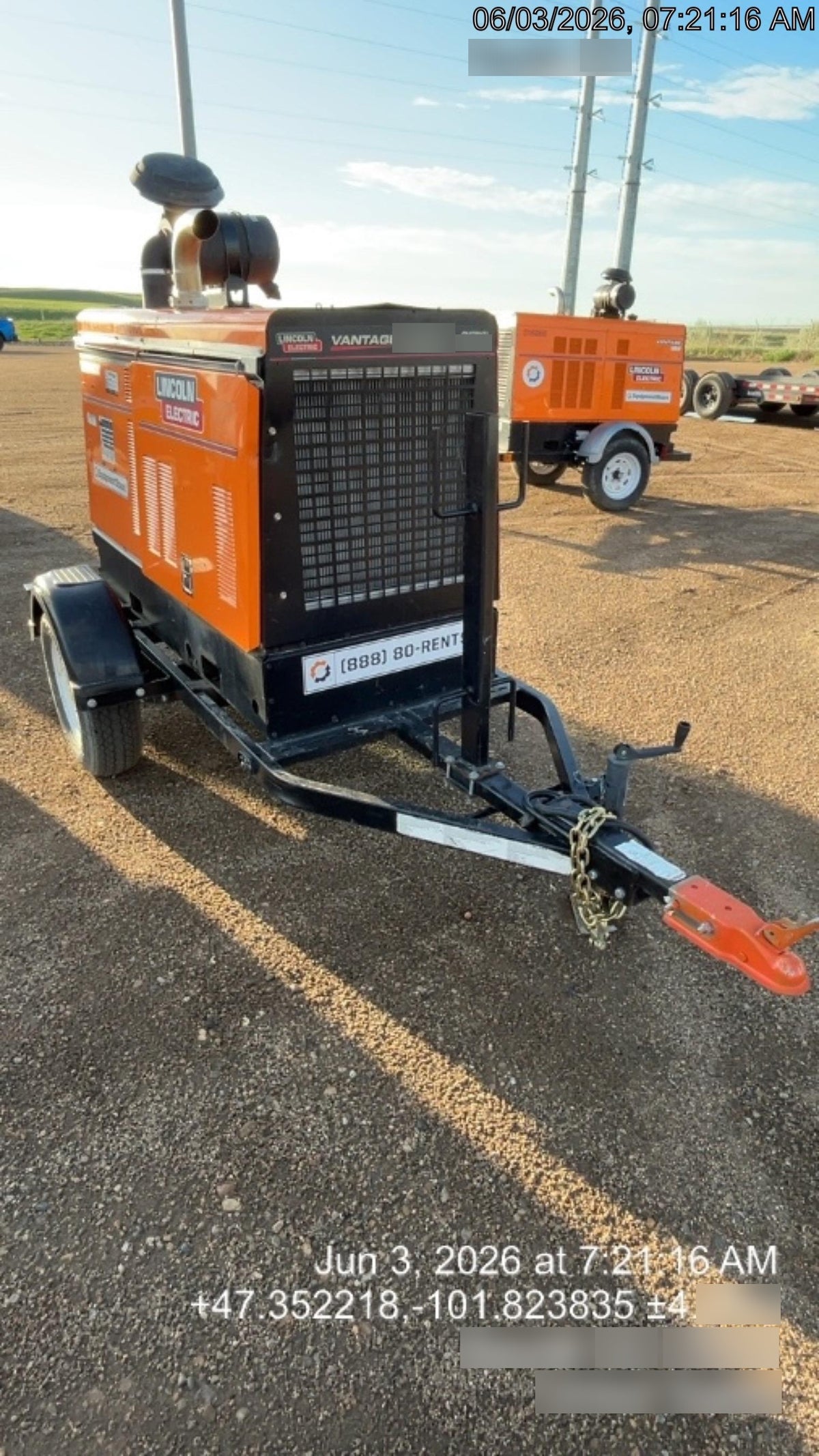 2021 Lincoln Electric Vantage 549X Ready Pak 3, ORANGE (includes trailer, cable rack, fender light kit)