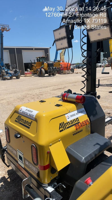 2022 Allmand NLV3GR (4) LED Light Fixture 350W, 23' Vertical Mast, 3kW Prime, Towable, ES Decals, T3